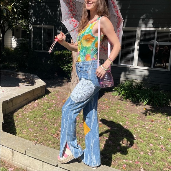 SOLD Vintage Velvet Colorful Bodysuit - Picture 9 of 13